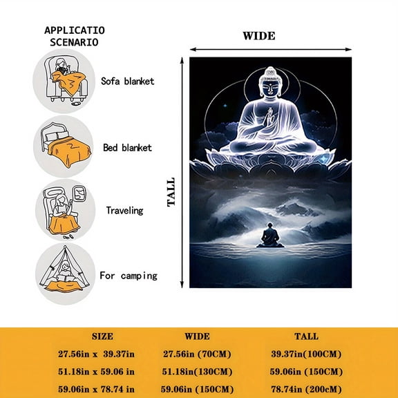 Cozy Yoga Buddha Flannel Throw Blanket - Perfect Gift for Friends, Soft & Warm for Couch, Bed, and Nap Time