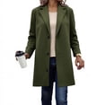 thumbnail image 1 of Cozy Zip up Hoodie Women Women's Fall Winter Long Coat Casual Formal Peacoat Warm Mid Length Long Overcoat Outerwear Trench Coats Green XXL, 1 of 6