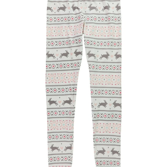 Cozy Zoe Womens Fair Isle Pajama Jogger Pants, White, Medium