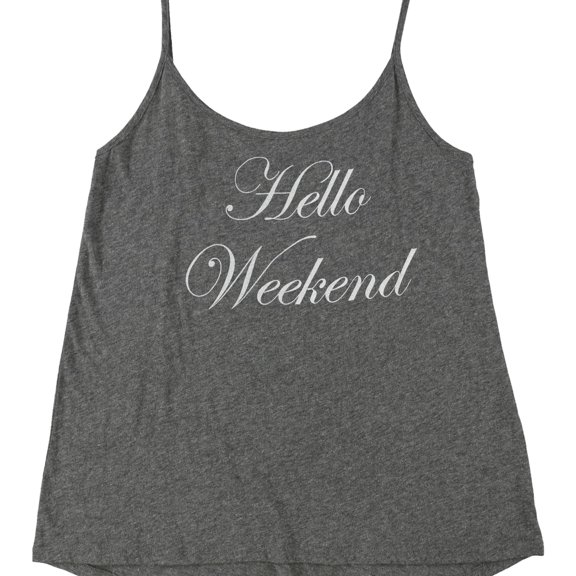 Cozy Zoe Womens Hello Weekend Pajama Sleep Tank Top, Grey, Medium