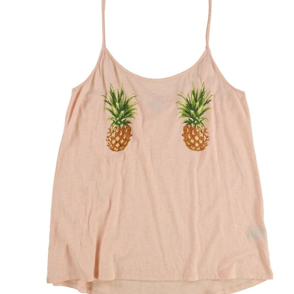 Cozy Zoe Womens Pineapples Pajama Sleep Cami Tank Top, Orange, Medium