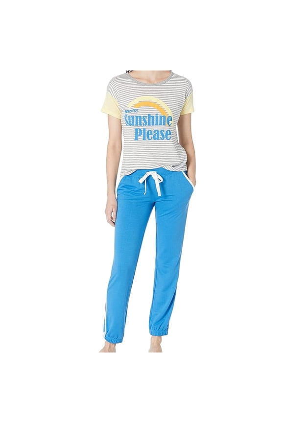Womens Side Piping Pajama Jogger Pants, Blue, Medium