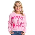 thumbnail image 1 of Cozy and Colorful Waffle Knit Sweater - Pink Merry & Bright Letter Design - [ZhiHiMeRi] | (US 12-14)L, 1 of 6