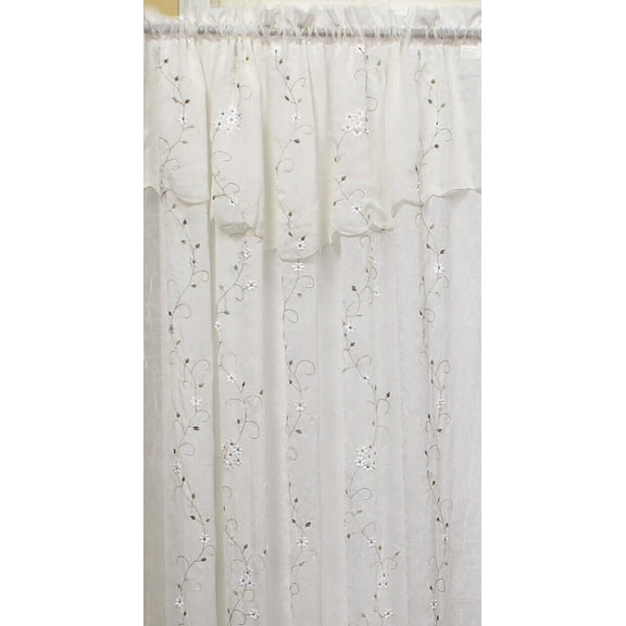 Cozy and Elegance - Embroidered Daisy Window Curtain Panel 1 Piece Crushed Sheer