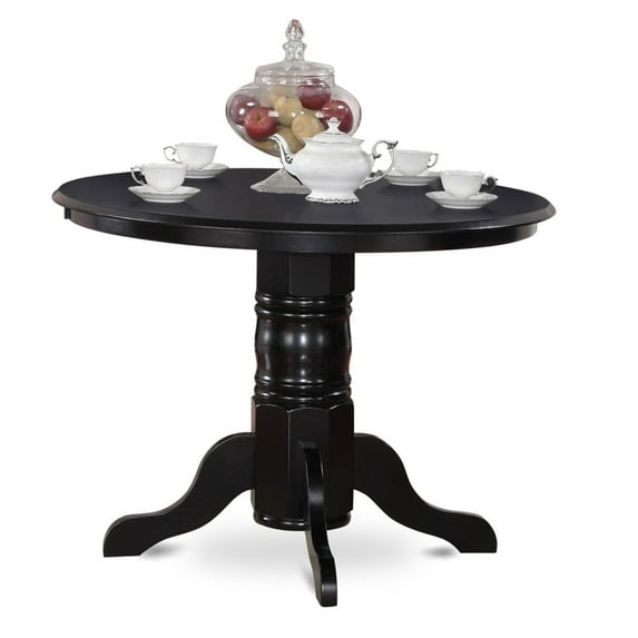 Cozy and Timeless SHNO5-BLK-W 3 Pc Table and Chairs Set for 2 - Solid Wood Vintage Style Dining Set with Round Table and 2 Dinette Chairs