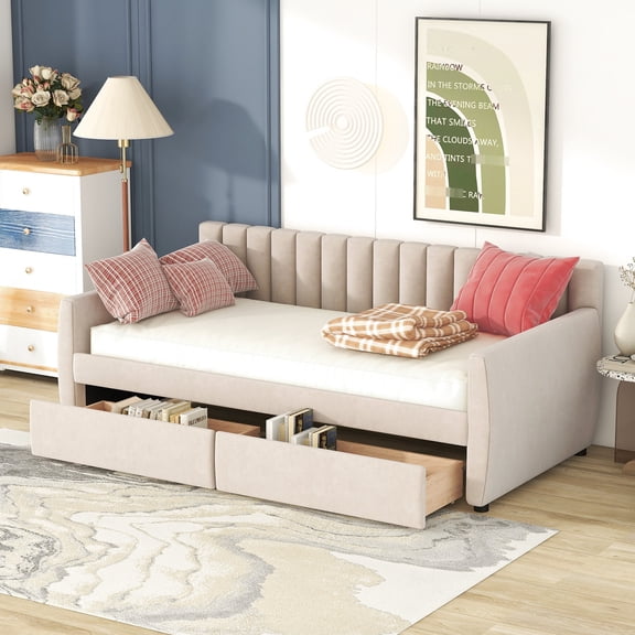 Cozy and Versatile Furniture - Twin - size Daybed with Drawers for Comfortable Rest and Guest Accommodation