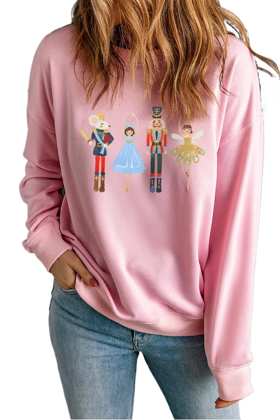 Cozy and Whimsical Nutcracker Print Pullover for Holiday Season - [ZhiHiMeRi] | (US 16-18)XL