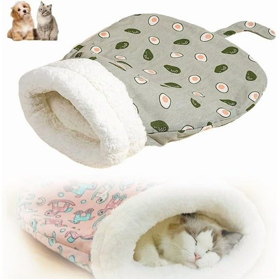 Cozy pet bed for cats and dogs, comfortable pet bed, soft sleeping bag for cats and dogs, warm cat bed, portable pet bed, soft plush winter cat bed, indoor sleeping bag for cats and dogs.