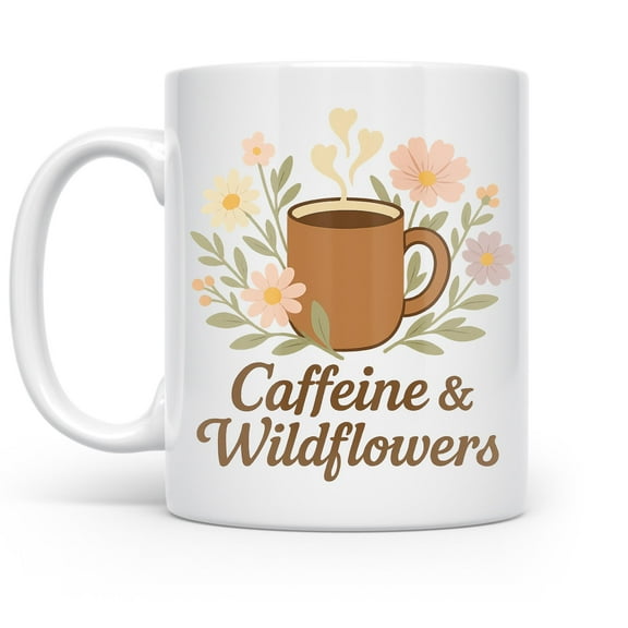 Cozy Wildflower Mornings 11 oz Coffee Mug - Rustic Boho Design White Ceramic Gift