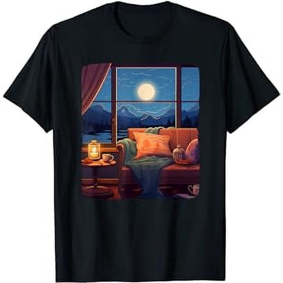 Cozy winter night with moon for warm home place lovers T-Shirt