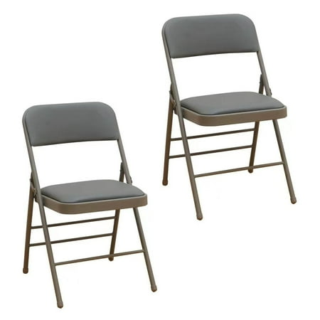 CozyBox 2-Pack (Fabric/Vinyl) Steel Frame Foam Padded Metal Folding Chair (Black, Gray, White)