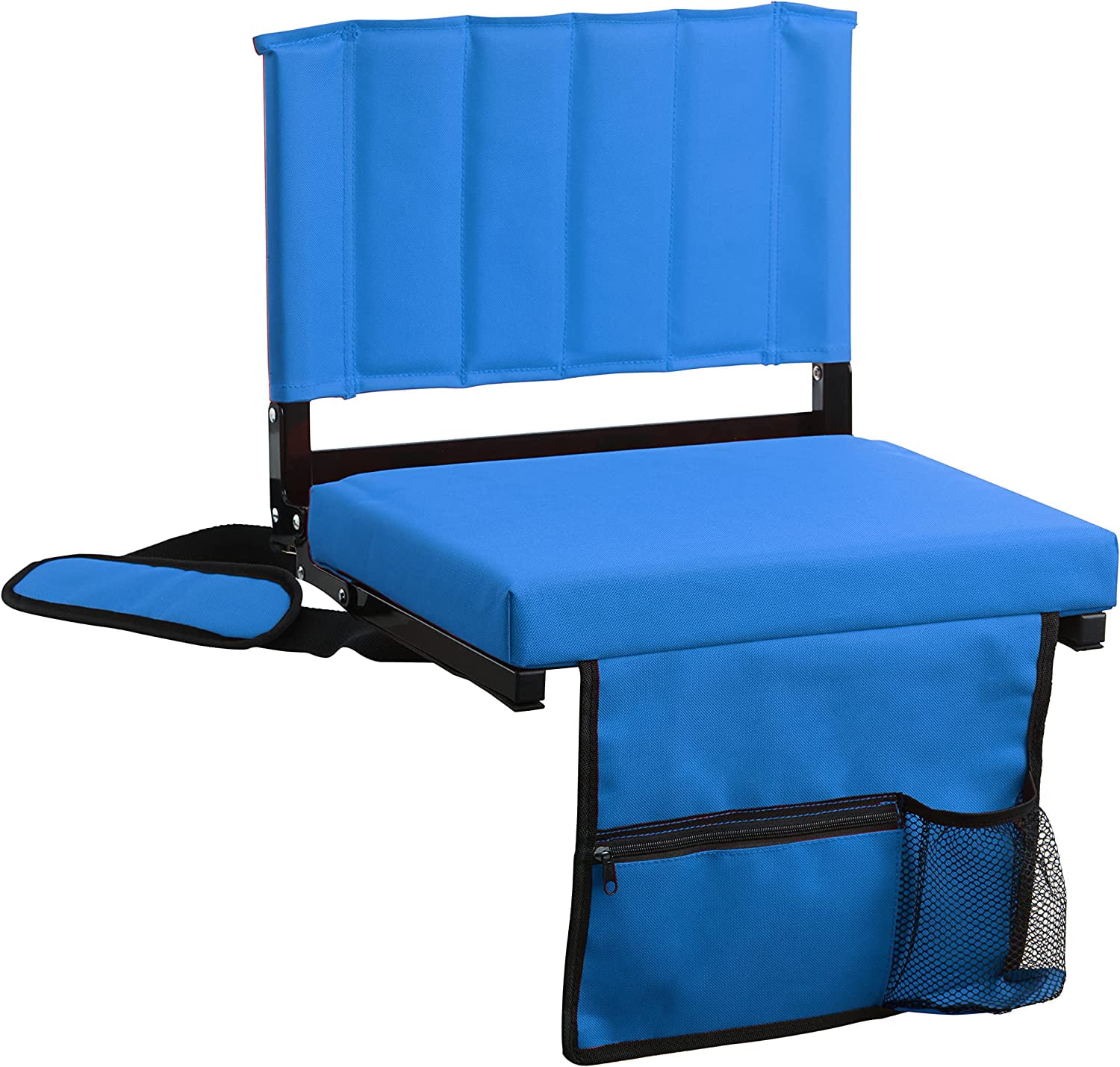 Cozybox 2-Pack of Stadium Seat for Bleachers with Padded Cushion Foldable Stadium Chairs with Strap and Cup Holder, Adult Unisex, Size: 1-Chair, Blue