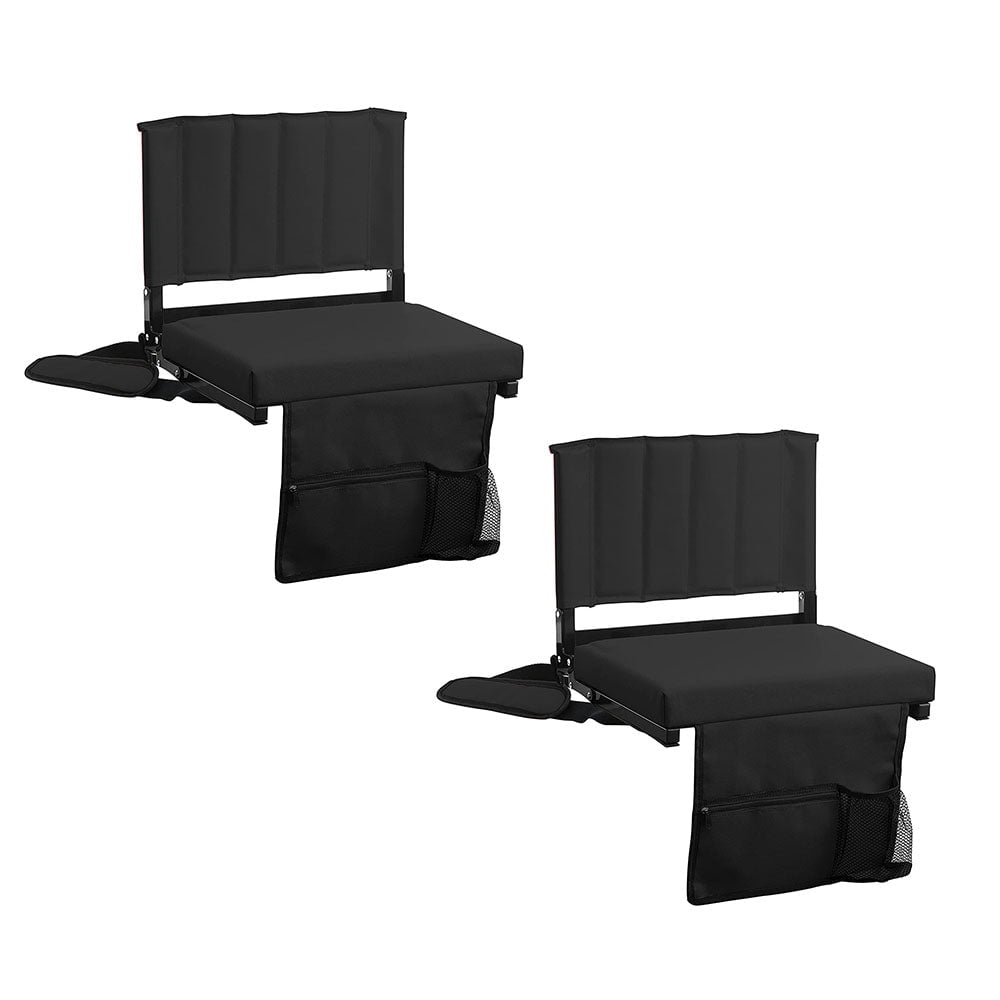 Slsy Set of 2 Stadium Seats for Bleachers with Back & Arm Support, Extra  Thick Folding Stadium Seats Bleacher Seats with Cushion, 6 Reclining  Positions Stadium Chair Camping Chair for Outdoor 