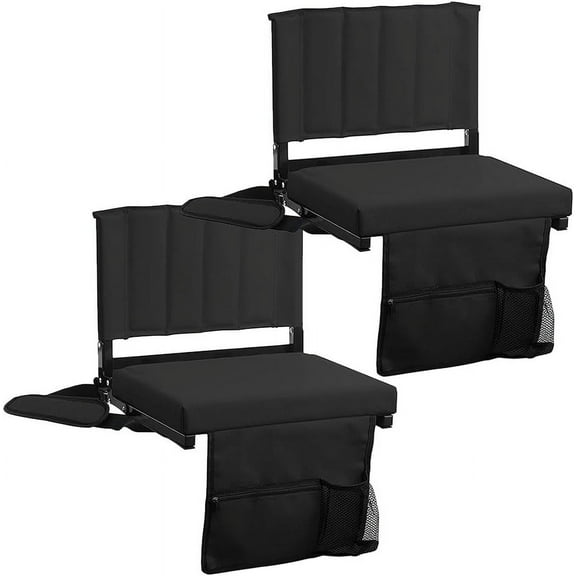 CozyBox 2-Pack of Stadium Seat for Bleachers with Padded Cushion Foldable Stadium Chairs with Strap and Cup Holder
