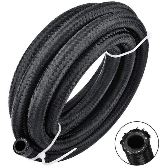 CozyBox (3ft, 5ft, 10ft, 20ft) AN6 Black Braided Fuel Hose Oil Gas Line 6AN Nylon/Stainless Steel Braided Car Parts Accessories