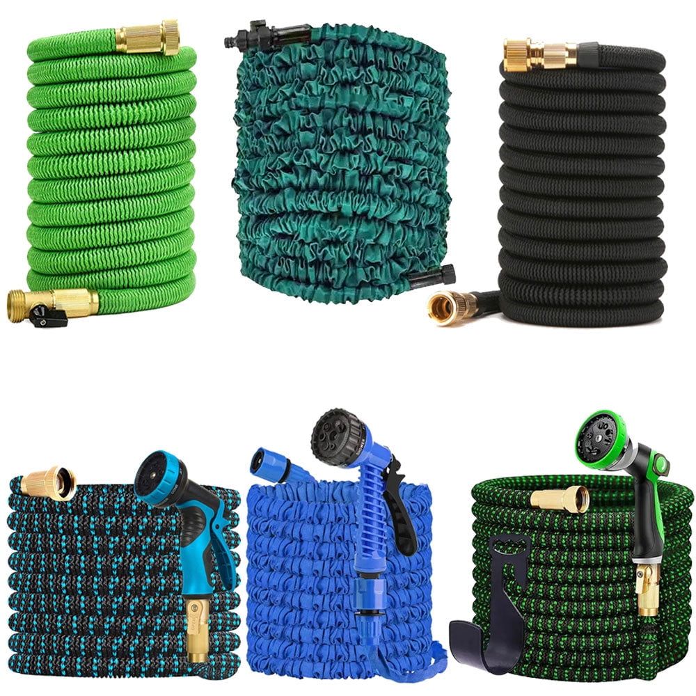 CozyBox 50ft Expanding Garden Hose Heavy Duty Flexible No-Kink Expandable Extra-Strength Water Hose with Multi-Setting Spray Nozzle and Hose Holder Blue Green Black - 25ft 50ft 75ft 100ft 150ft