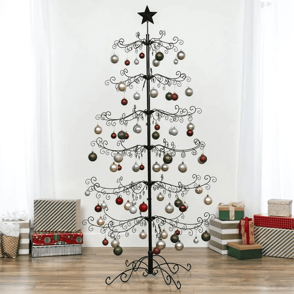 CozyBox (6ft, Black) Wrought Iron Christmas Tree Ornament Display Stand ...