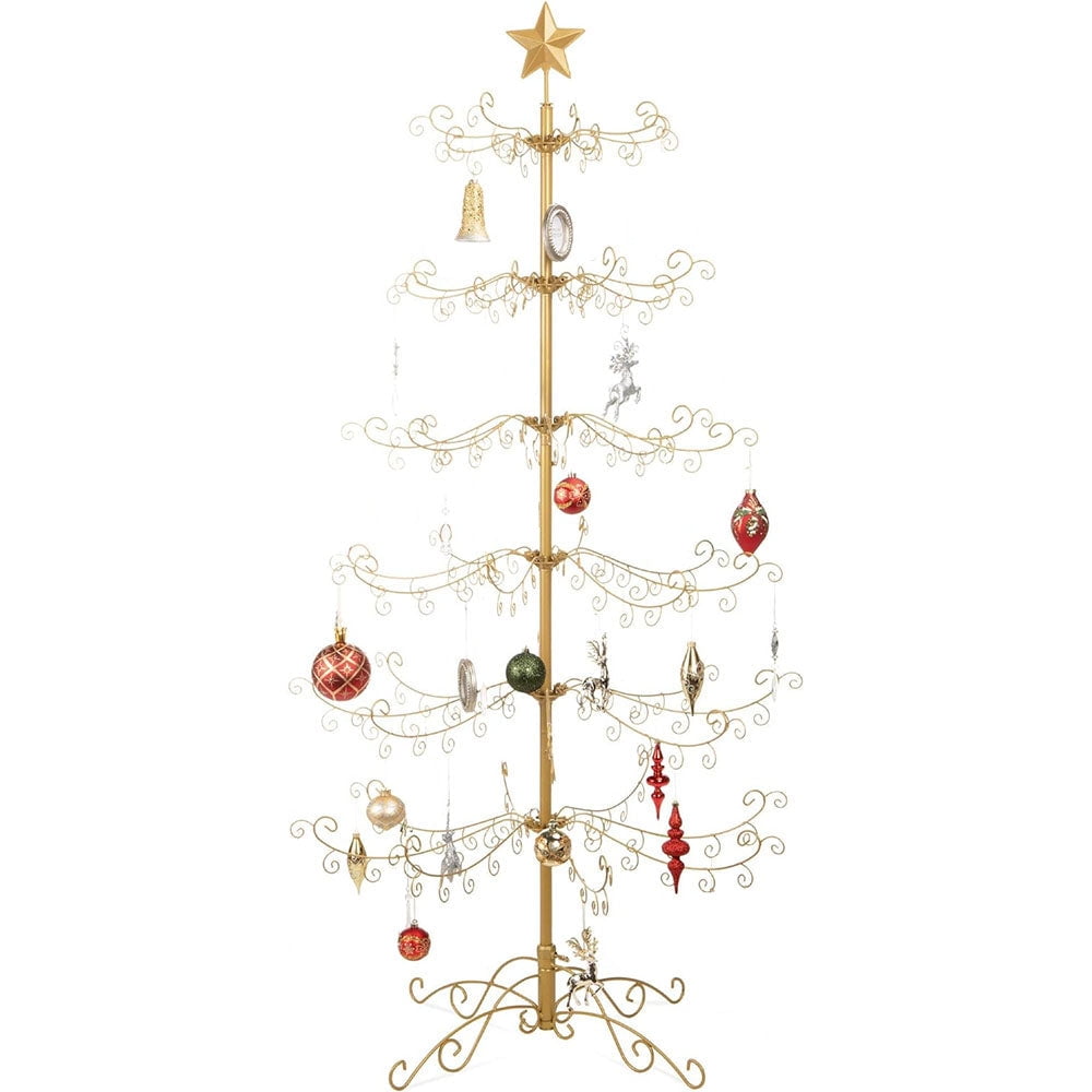 CozyBox (6ft, Gold) Wrought Iron Christmas Tree Ornament Display Stand