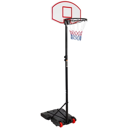 CozyBox Basketball Hoop For Kids - Portable / Height Adjustable (6.5ft - 8ft) Sports Backboard System Stand w/ Wheels Backyard Toy