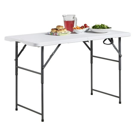 CozyBox Plastic Folding Table Centerfold Picnic Table, Bi-Fold White Plastic Table for Tailgating Camping and Outdoor (4ft,6ft,8ft)