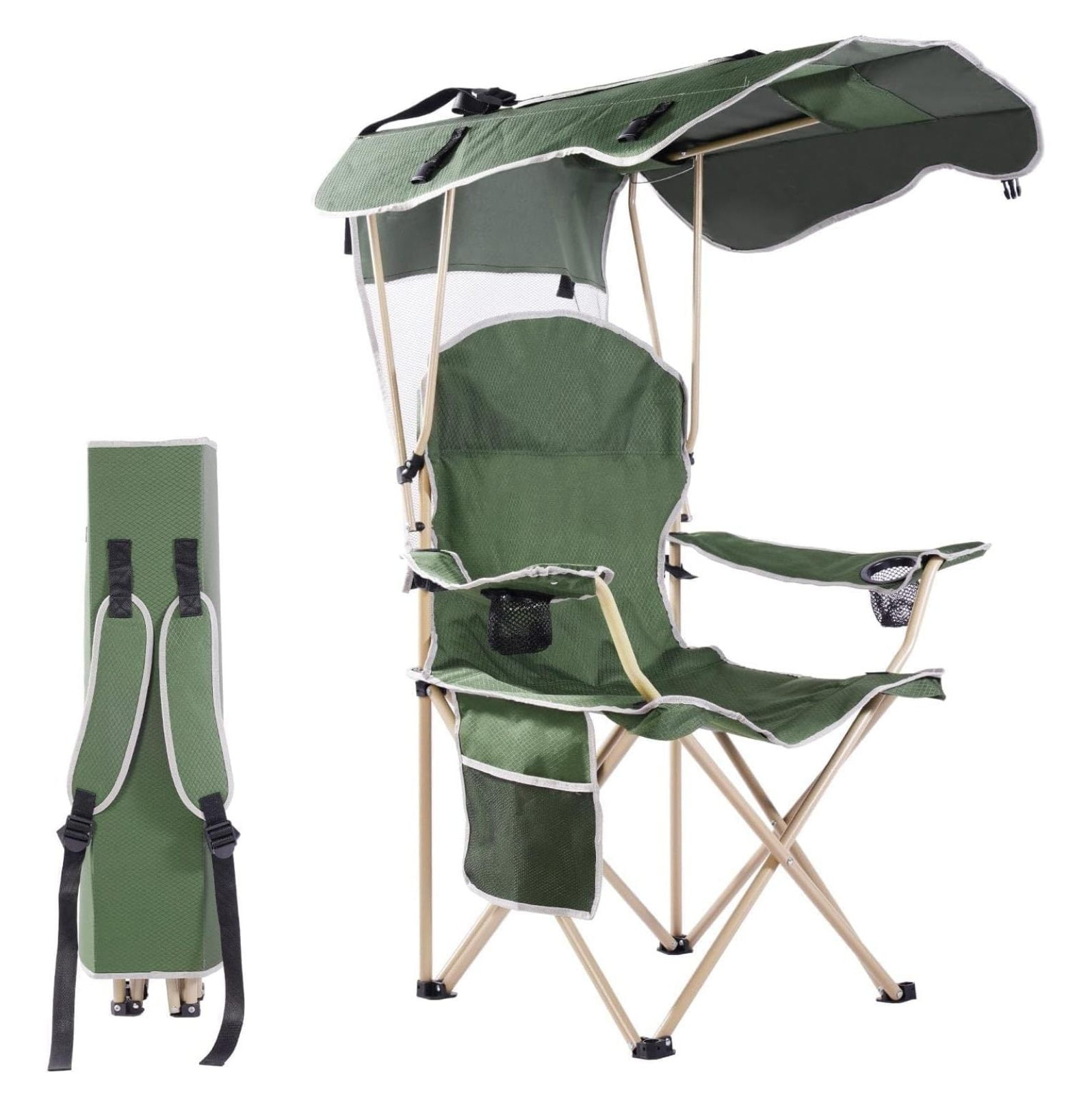 CozyBox Portable Chair with Shade Canopy Beach Chairs for Adults Canopy