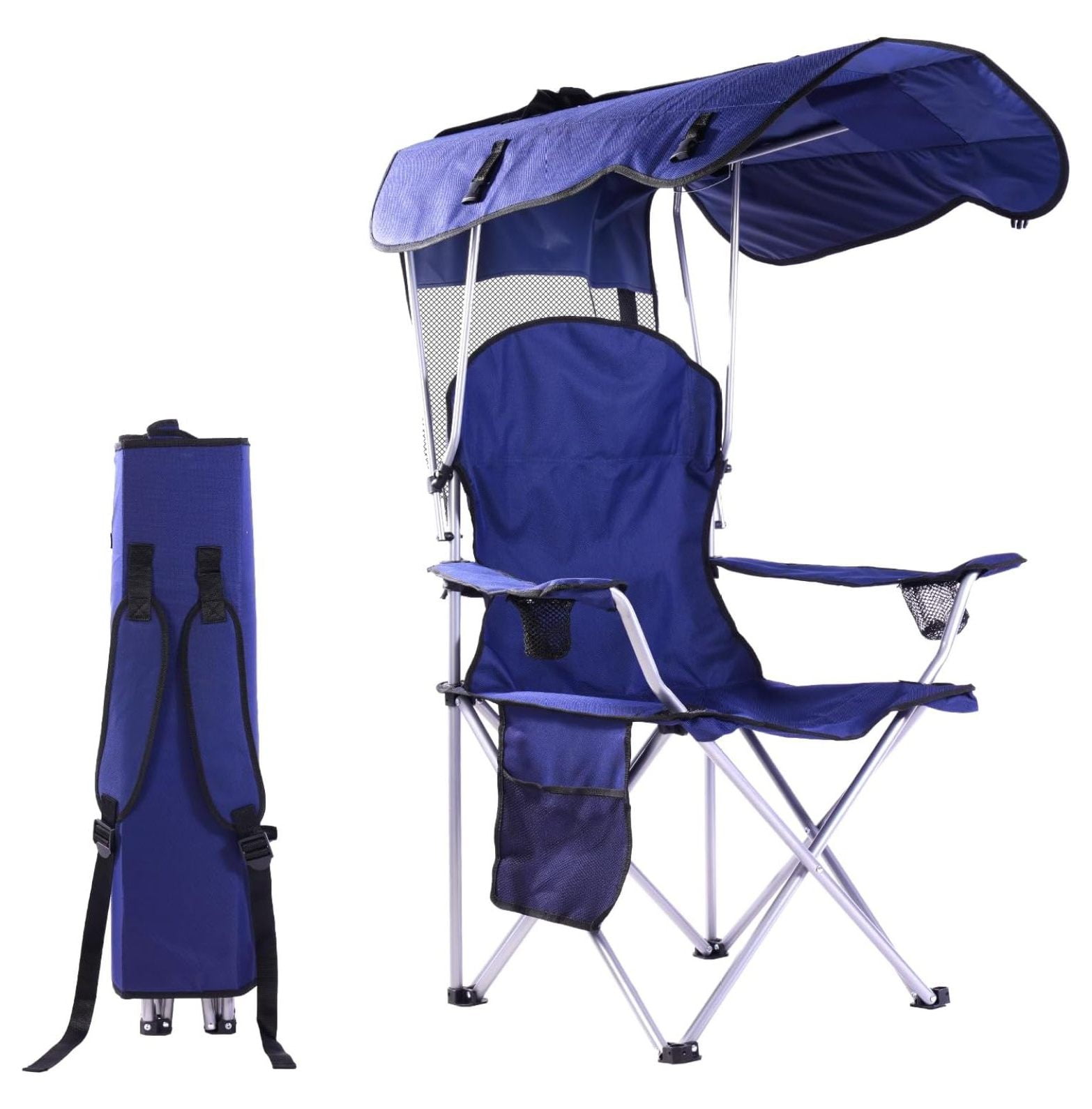 Homecall Alu Folding camping director chair with 600D polyester folded backrest blue