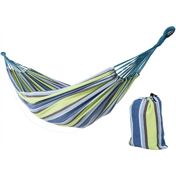 CozyBox Premium 2-Person Portable Hammock with Premium Canvas and 450 LB Capacity Metal Stand Great for Patio Beach Camping Tailgate