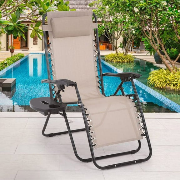 CozyBox Portable Zero-Gravity Chair with Pillow Beige