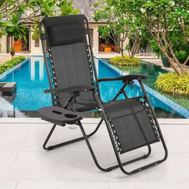 CozyBox Zero Gravity Chair Camp Reclining Lounge Chair Beach Chair Tanning Outdoor Lounge Patio Chair with Adjustable Pillow