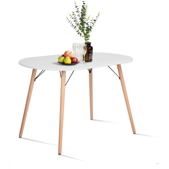 COZYCASA Dining Table Oval 47.2" Mid Century Modern White Kitchen Dinner Table White Simple Table for Home Office Kitchen Living Room Bistro Cafe, Computer Writing Desk, White (Oval)