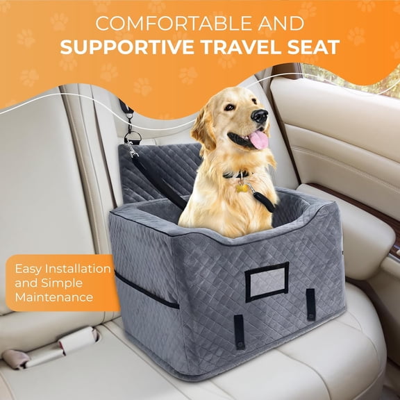 CozyCruiser Dog Car for Small & Medium Dogs Elevated Booster with Adjustable Safety Leash
