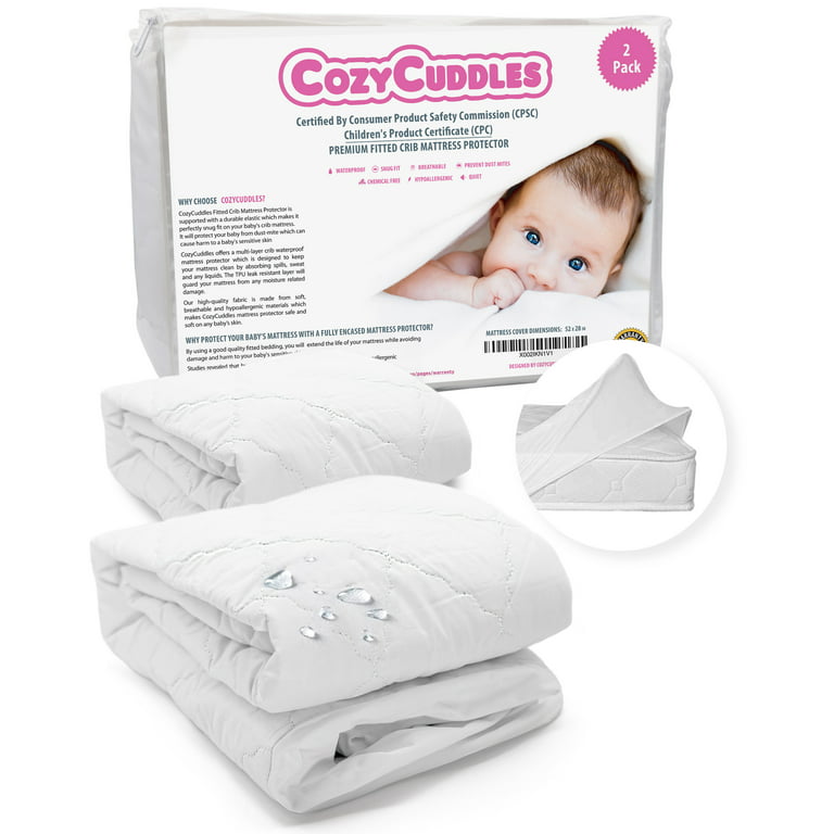 Crib Mattress Protector/Pad Waterproof (Standard Size 52x 28) - Ultra Soft & Cozy, Hypoallergenic & Chemical Free Waterproof Crib Mattress Cover