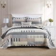 CozyDH 100 Cotton Striped King Quilt Set 3Pieces, Farmhouse