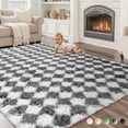 thumbnail image 1 of CozyDesg Large Rugs,4'x6' Soft Fluffy Shag Indoor Floor Carpet for Living Room Bedroom Dining Room Office Home Decor,Dark Gray & White, 1 of 7