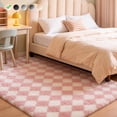 thumbnail image 1 of CozyDesg Large Rugs,4'x6' Soft Fluffy Shag Indoor Floor Carpet for Living Room Bedroom Dining Room Office Home Decor,Pink & White, 1 of 8