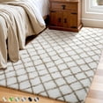 thumbnail image 1 of CozyDesg Shag Area Rugs,4'x6' Soft Fluffy Shaggy Carpet for Living Room,Large Rug for Bedroom Dining Room Home Decor Room Decor,White & Beige, 1 of 8
