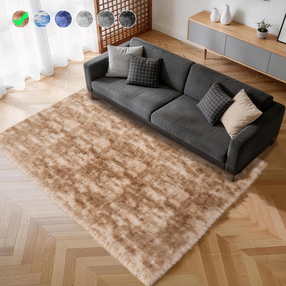 Cozydesg 4ftx6ft Large Area Rugs,Shag Fluffy Rugs for Living Room Bedroom, Modern Indoor Floor Rugs Soft Carpet Home Decro,Camel