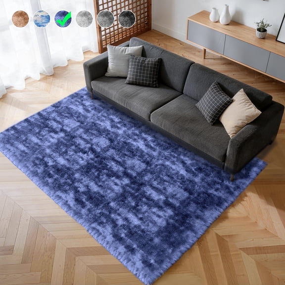 Cozydesg 4ftx6ft Large Area Rugs,Shag Fluffy Rugs for Living Room Bedroom, Modern Indoor Floor Rugs Soft Carpet Home Decro,Navy Blue