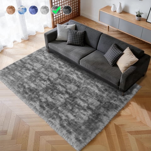 Cozydesg 4ftx6ft Large Area Rugs,Shag Fluffy Rugs for Living Room Bedroom, Modern Indoor Floor Rugs Soft Carpet Home Decro,Deep Gray