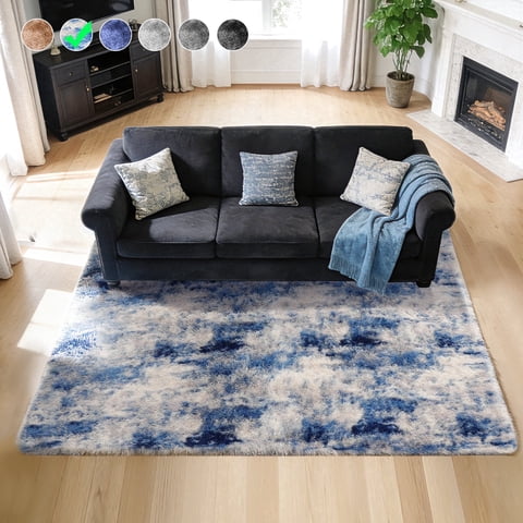 Cozydesg 4ftx6ft Large Area Rugs,Shag Fluffy Rugs for Living Room Bedroom, Modern Indoor Floor Rugs Soft Carpet Home Decro,Light Blue