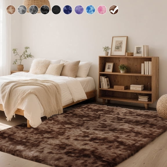 CozyDesg 4ft x 6ft Area Rugs, Soft Fluffy Area Rugs Floor Mat Floor Rugs for Living Room Bedroom Modern Decor Carpet,Brown