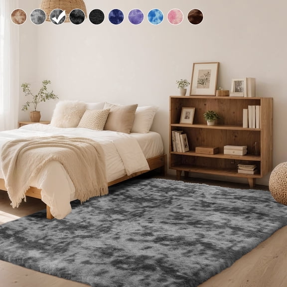 CozyDesg 4ft x 6ft Area Rugs, Soft Fluffy Area Rugs Floor Mat Floor Rugs for Living Room Bedroom Modern Decor Carpet,Dark Gray