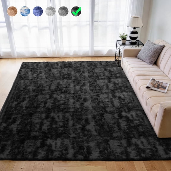 Cozydesg 5ftx7ft Large Area Rugs,Shag Fluffy Rugs for Living Room Bedroom, Modern Indoor Floor Rugs Soft Carpet Home Decro,Black Gray