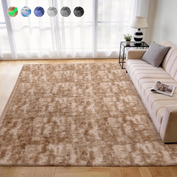Cozydesg 5ftx7ft Large Area Rugs,Shag Fluffy Rugs for Living Room Bedroom, Modern Indoor Floor Rugs Soft Carpet Home Decro,Camel