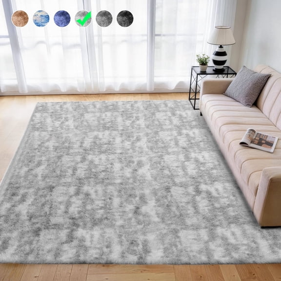 Cozydesg 5ftx7ft Large Area Rugs,Shag Fluffy Rugs for Living Room Bedroom, Modern Indoor Floor Rugs Soft Carpet Home Decro,Light Gray