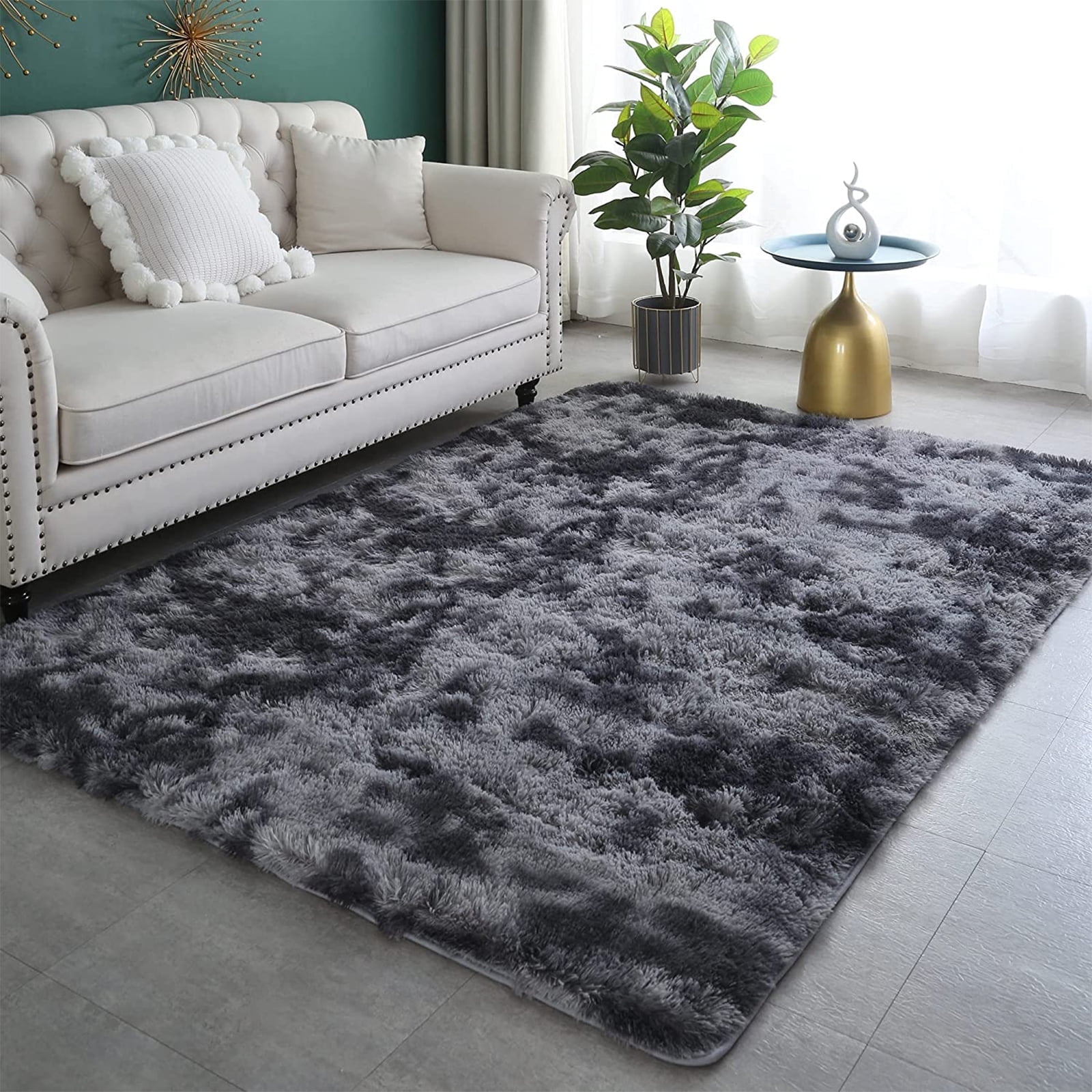 CozyDesg 5ft x 8ft Area Rugs, Soft Fluffy Area Rugs Floor Mat Floor Rugs for Living Room Bedroom Kids Room Nursery Modern Decor Carpet, Dark Gray