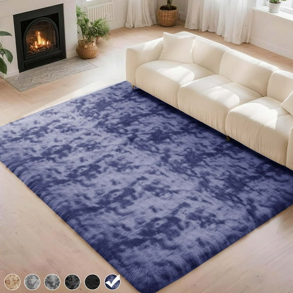 CozyDesg 5ft x 8ft Area Rugs, Soft Fluffy Area Rugs Floor Mat Floor Rugs for Living Room Bedroom Modern Decor Carpet,Navy Blue