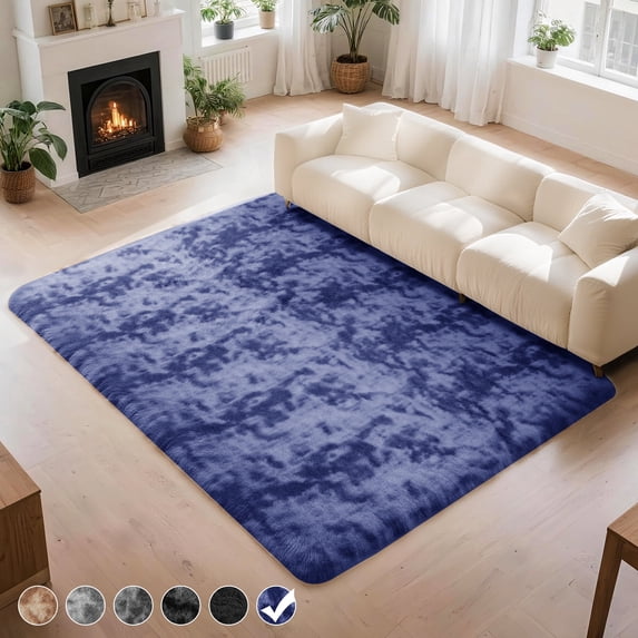 CozyDesg 5ft x 8ft Area Rugs, Soft Fluffy Area Rugs Floor Mat Floor Rugs for Living Room Bedroom Modern Decor Carpet,Navy Blue