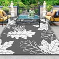 thumbnail image 1 of CozyDesg 6'x9' Outdoor Rug, Patio Straw Mat, Waterproof Plastic Carpet for Rv, Camper, Deck Porch, White & Black, 1 of 11