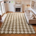 thumbnail image 1 of CozyDesg Large Rugs,8'x10' Soft Fluffy Shag Indoor Floor Carpet for Living Room Bedroom Dining Room Office Home Decor,Beige & White, 1 of 9